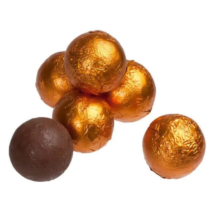 Foiled Milk Chocolate Balls – Orange: 2LB Bag