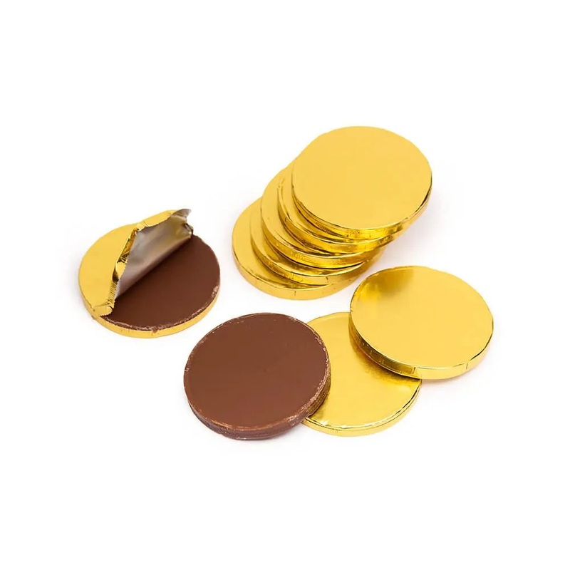Madelaine Gold Foiled Milk Chocolate Coins – Blank: 5LB Bag