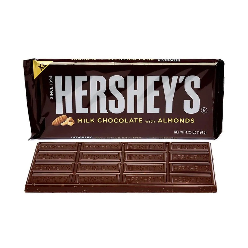 Hershey’s Milk Chocolate with Almonds 4.25-Ounce Jumbo Candy Bars: 12-Piece Box