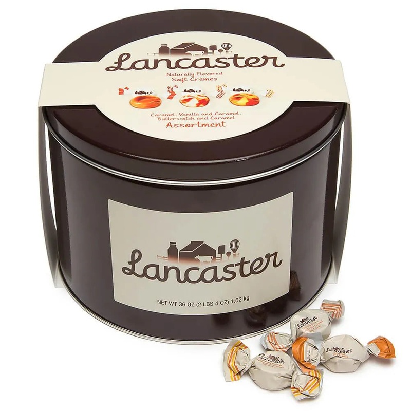 Lancaster Soft Cremes – Caramel, Vanilla, and Butterscotch – Caramel Candy: 2.5LB Gift Tin