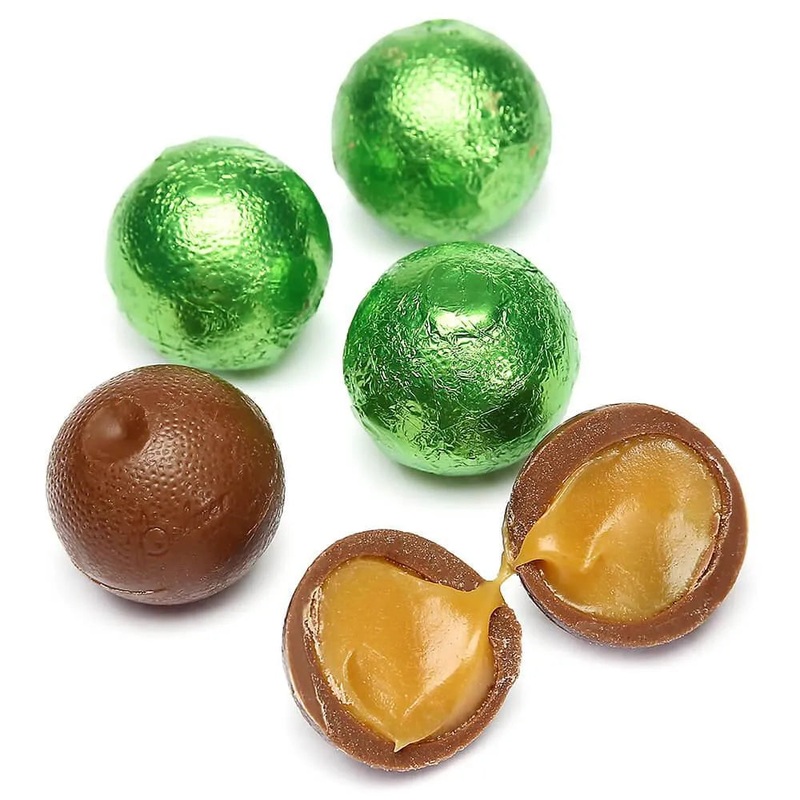 Palmer Foiled Caramel Filled Chocolate Candy Balls – Kiwi Green: 5LB Bag