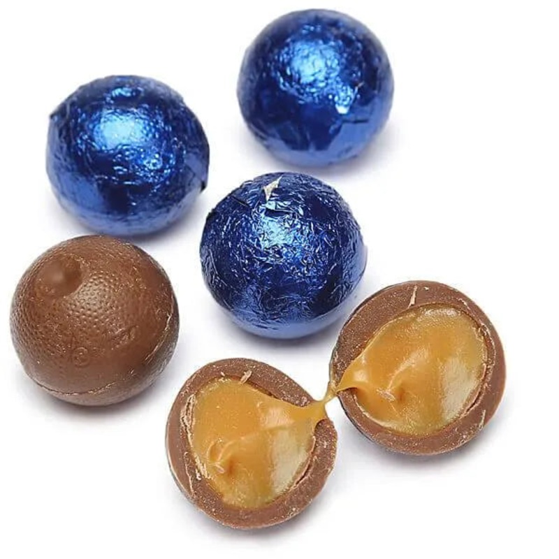 Palmer Foiled Caramel Filled Chocolate Candy Balls – Royal Blue: 5LB Bag