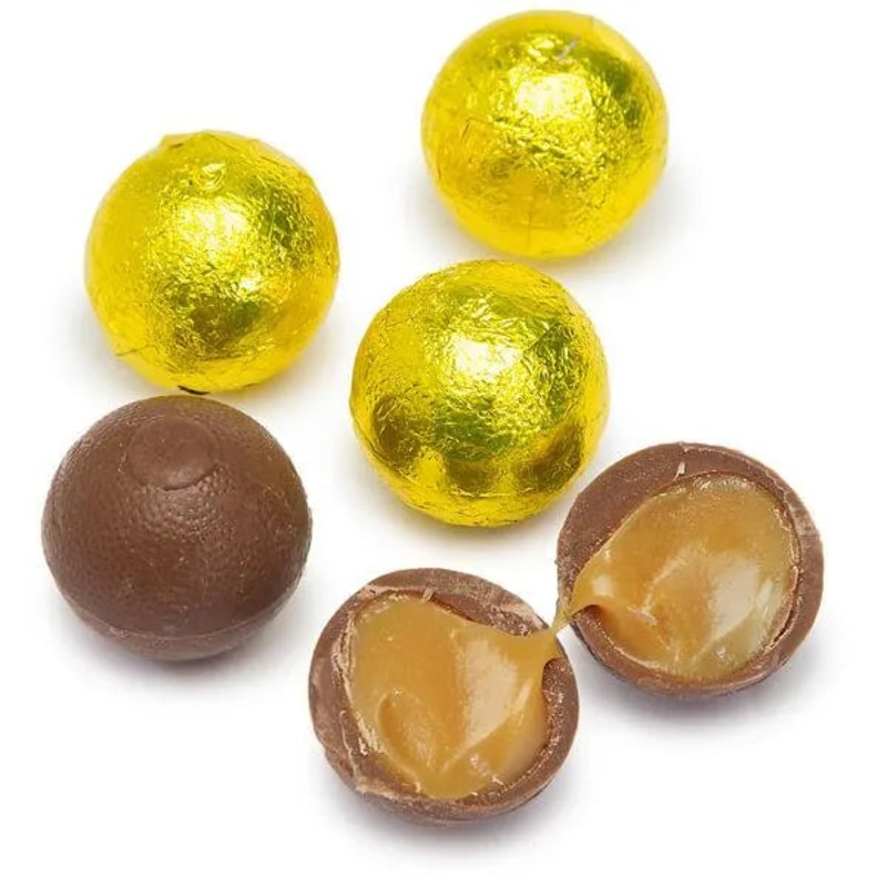 Palmer Foiled Caramel Filled Chocolate Candy Balls – Yellow: 5LB Bag