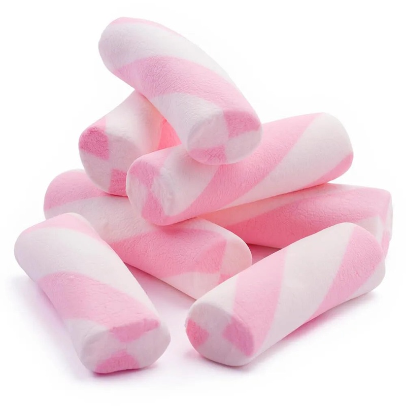 Puffy Poles Jumbo Marshmallow Twists – Strawberry: 1KG Bag