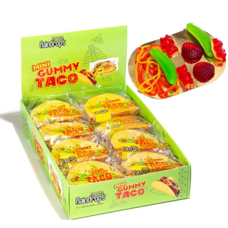 Raindrops Mini Gummy Tacos: 16-Piece Box