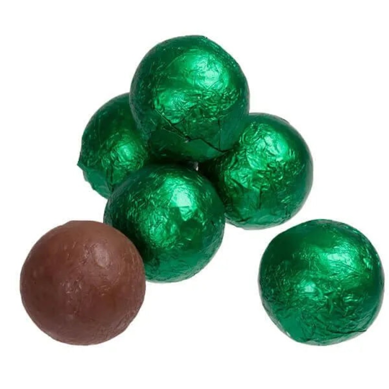 Foiled Milk Chocolate Balls – Green: 2LB Bag
