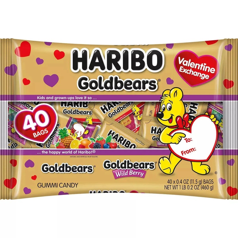 Haribo Valentine Gold-Bears Gummy Bears Candy Fun Packs – Wild Berry: 40-Piece Bag