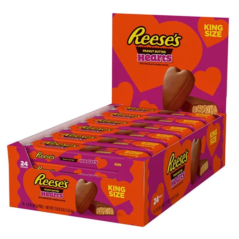 Reeses King Size Peanut Butter Hearts: 24-Piece Case