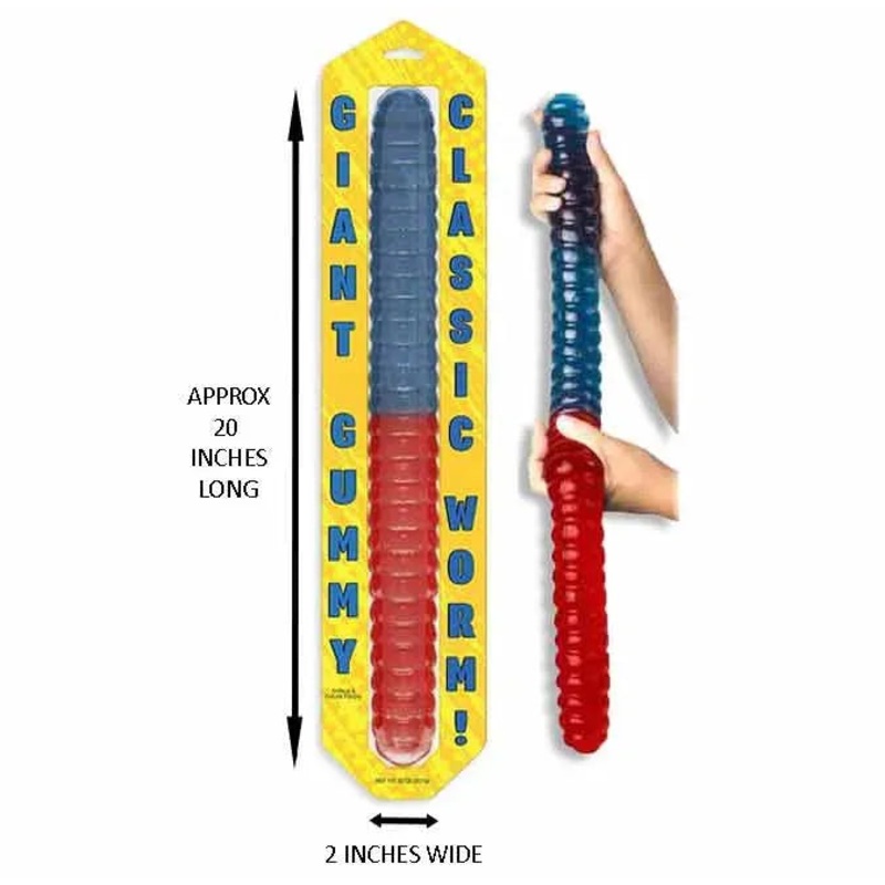 Blue & Red 2LB Giant Gummy Worm: 10-Piece Case