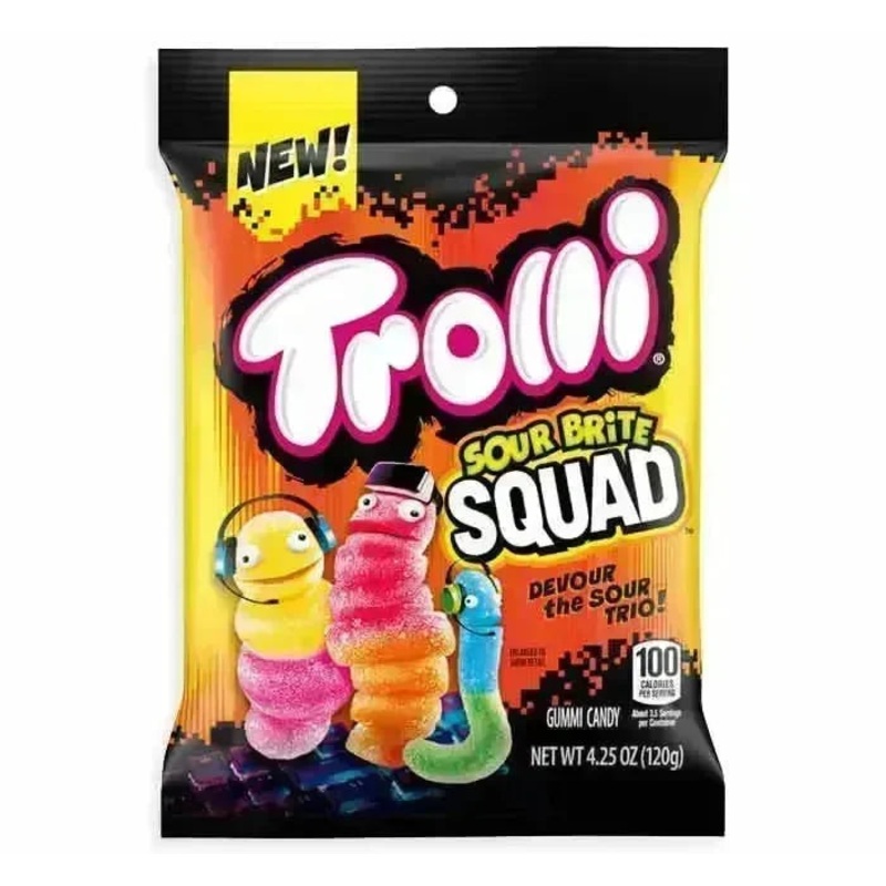 Trolli Sour Brite Squad Trio Peg Bags: 12-Piece Case