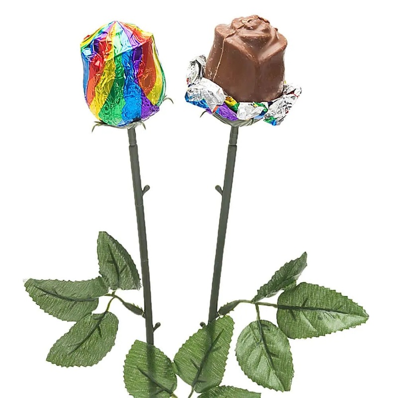 Albert’s Foiled Milk Chocolate Roses – Rainbow: 20-Piece Bouquet