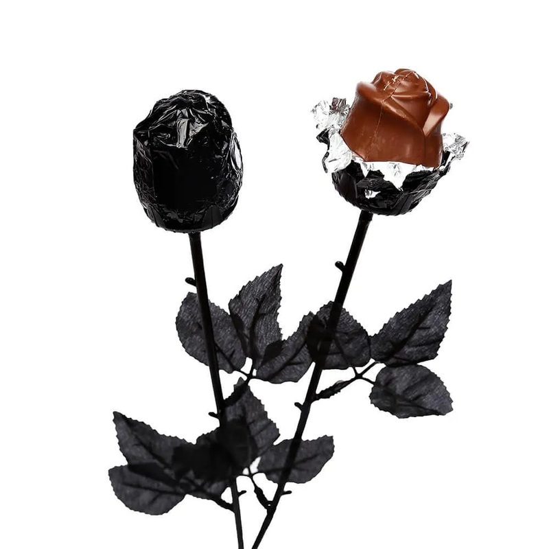 Albert’s Halloween Gothic Black Chocolate Roses: 18-Piece Box