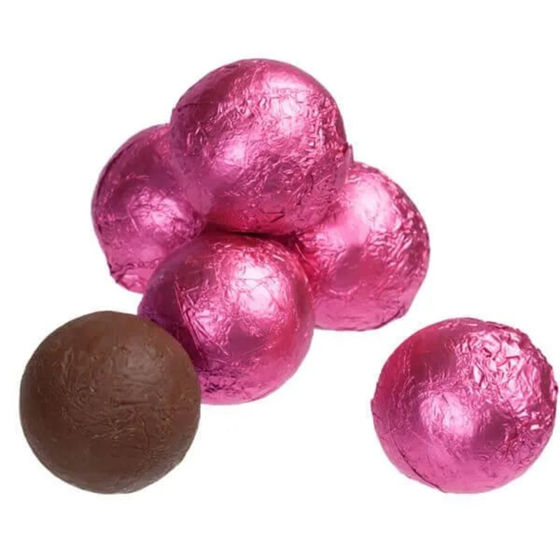 Foiled Milk Chocolate Balls – Hot Pink: 2LB Bag