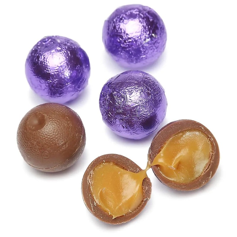 Palmer Foiled Caramel Filled Chocolate Candy Balls – Purple: 5LB Bag
