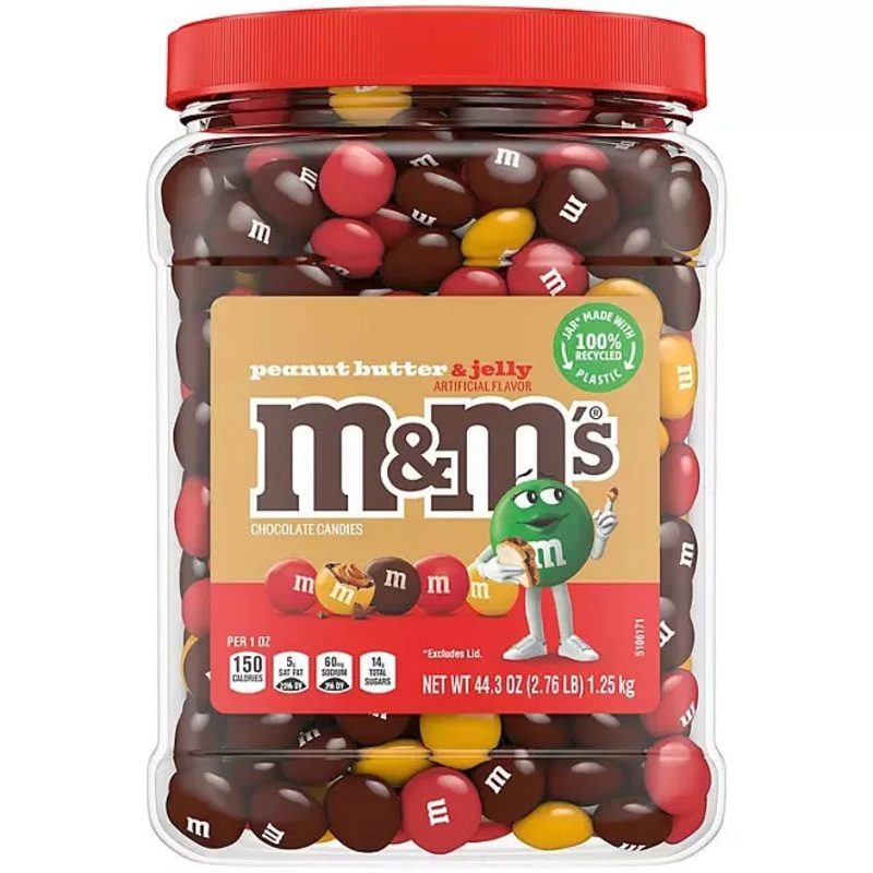 Peanut Butter and Jelly Milk Chocolate M&M’s Candy: 44-Ounce Tub