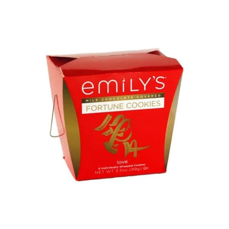 Valentine Milk Chocolate Covered Fortune Cookies: 6-Piece Take-Out Box