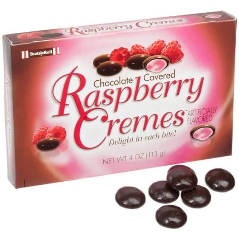 Chocolate Covered Raspberry Cremes Candy 4-Ounce Packs: 12-Piece Box