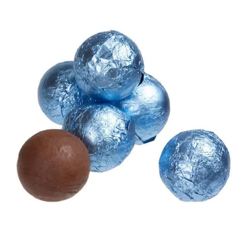 Foiled Milk Chocolate Balls – Light Blue: 2LB Bag