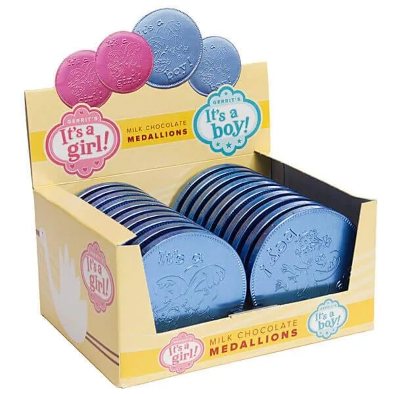 Fort Knox It’s a Boy Foiled Milk Chocolate 4-Inch Medallions: 20-Piece Box