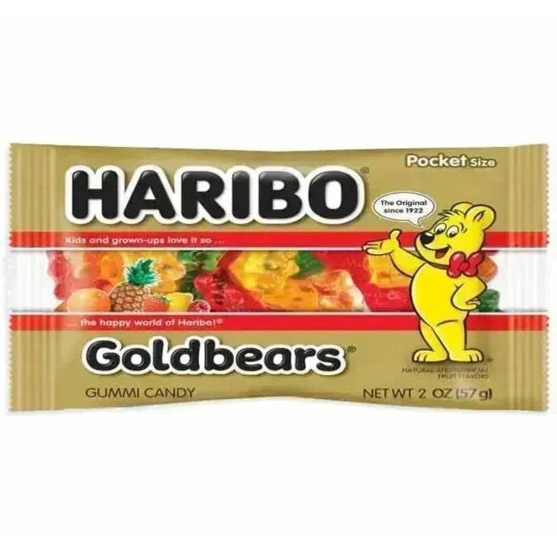 Haribo Gold-Bears Gummy Bears Pocket Size Packs: 24-Piece Box