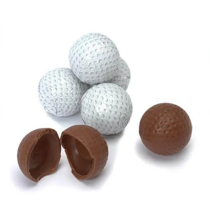 Madelaine Foiled Milk Chocolate 1.5-Inch Sports Balls Candy – Golf Balls: 36-Piece Tub