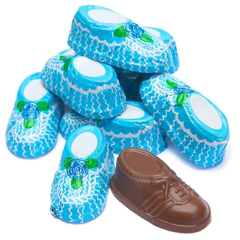 Madelaine Foiled Milk Chocolate Baby Booties – Boy: 64-Piece Box