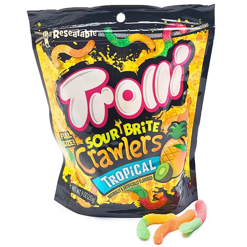 Trolli Sour Brite Crawlers Gummy Worms – Tropical: 9-Ounce Bag