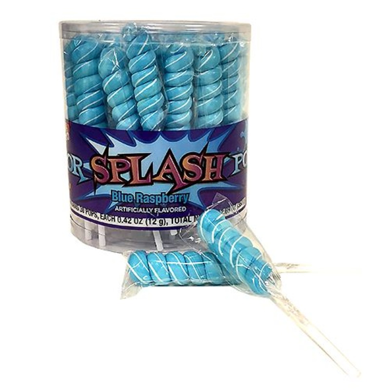 Baby Blue & White Color Splash Blue Raspberry Swirl Lollipops – Tub of 30