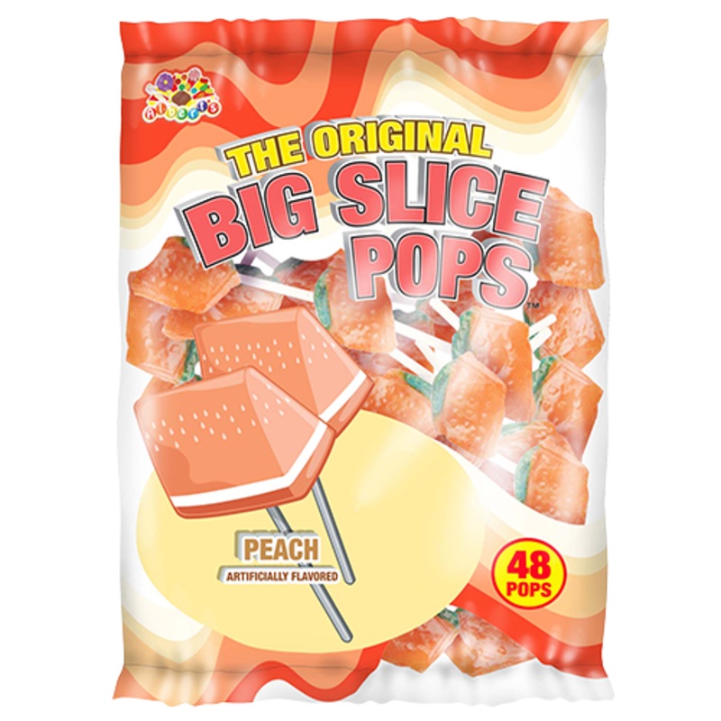 Big Slice Pops Peach Lollipops – Bag of 48