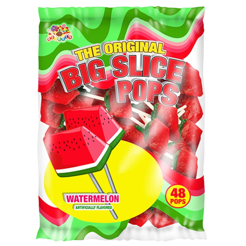 Big Slice Pops Watermelon Lollipops – Bag of 48