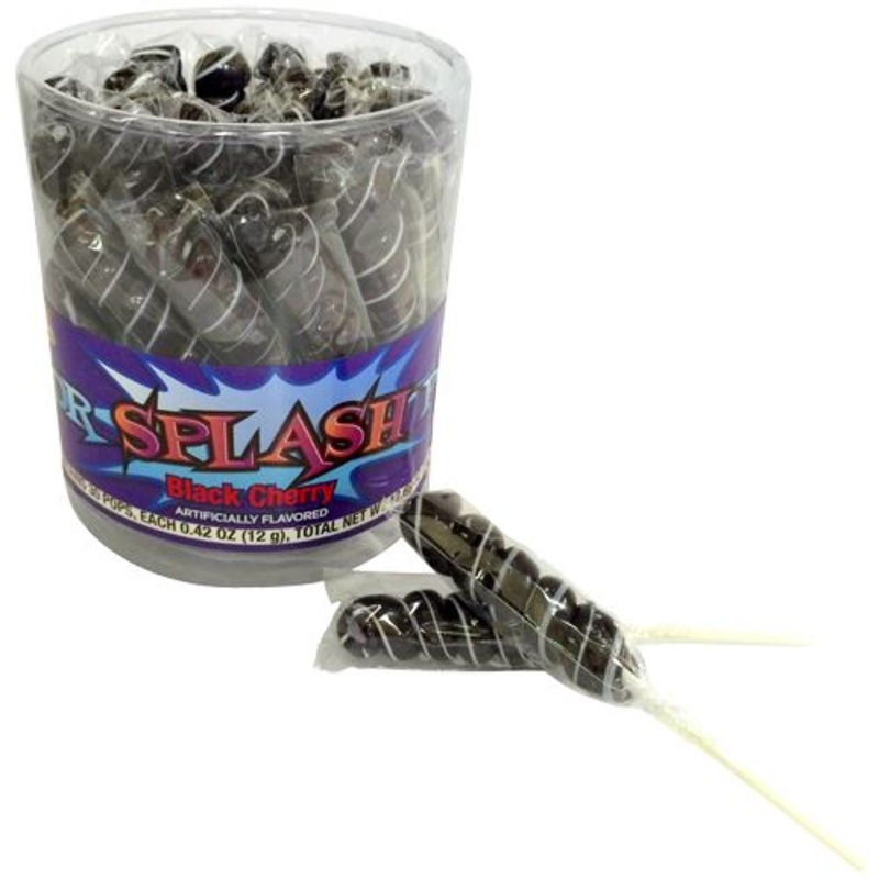 Black & White Color Splash Black Cherry Swirl Lollipops – Tub of 30