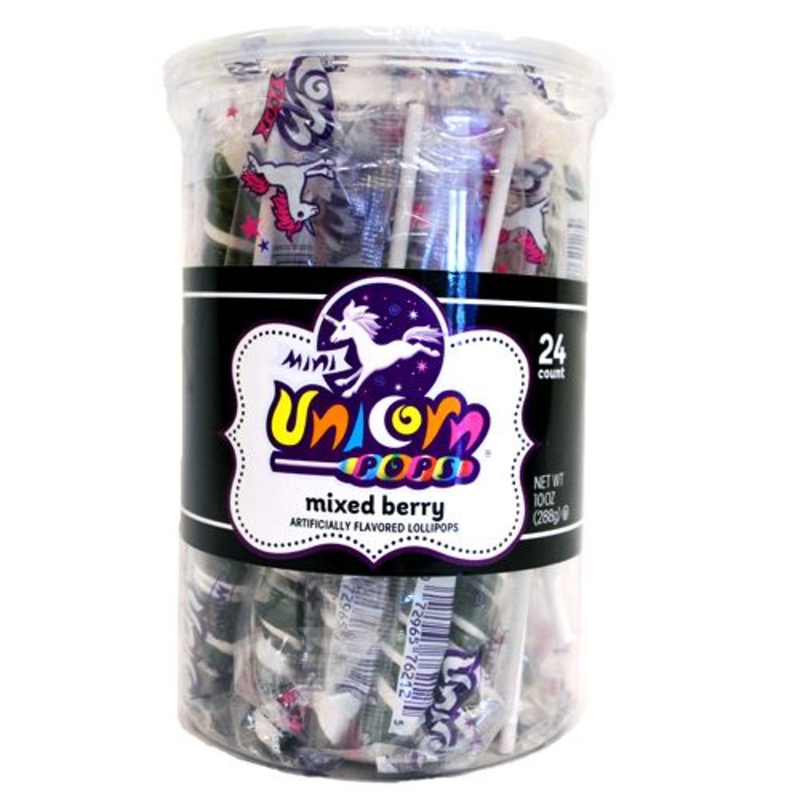 Black & White Mixed Berry Mini Unicorn Pop – 24 Count Tub