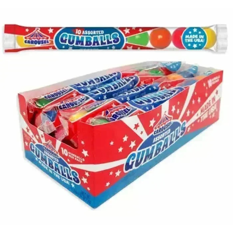 Carousel Assorted Gumball Tubes: 12-Piece Box