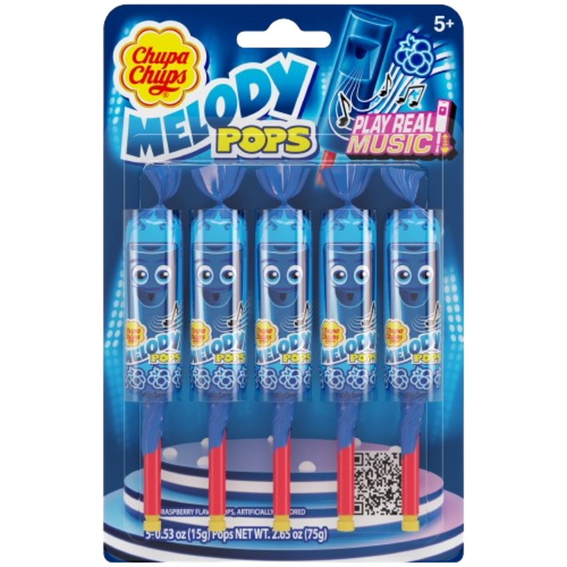 Chupa Chups Melody Pops Pack of 5 Blue Raspberry 2.65 oz.
