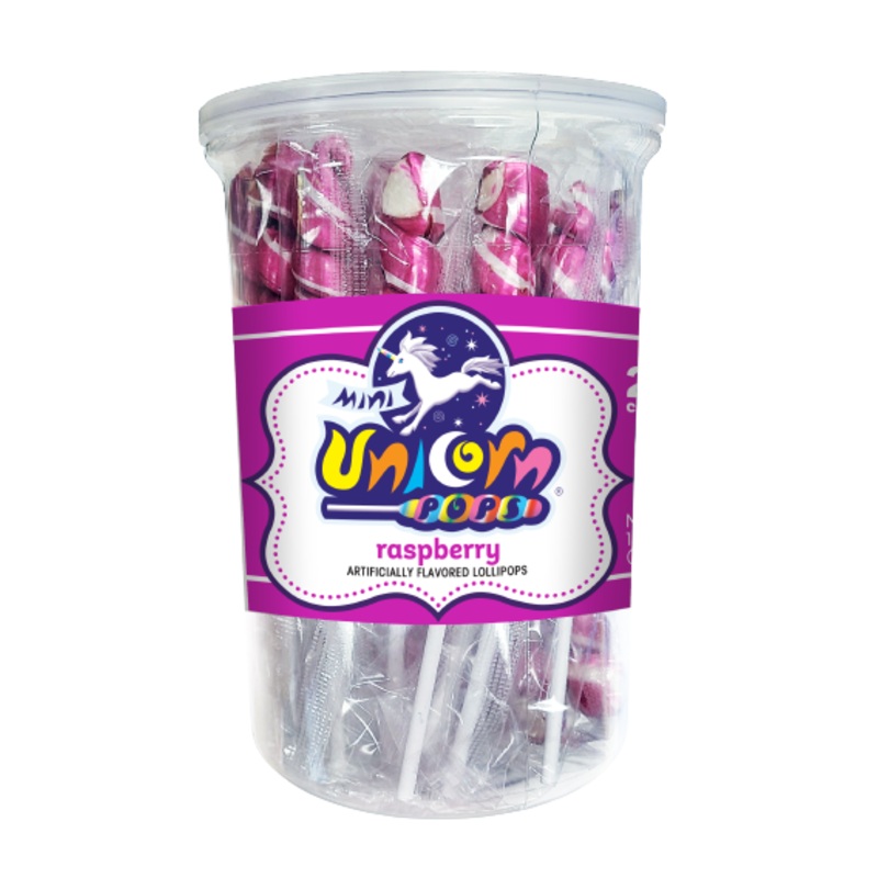 Dark Pink & White Raspberry Mini Unicorn Pop – 24 Count Tub