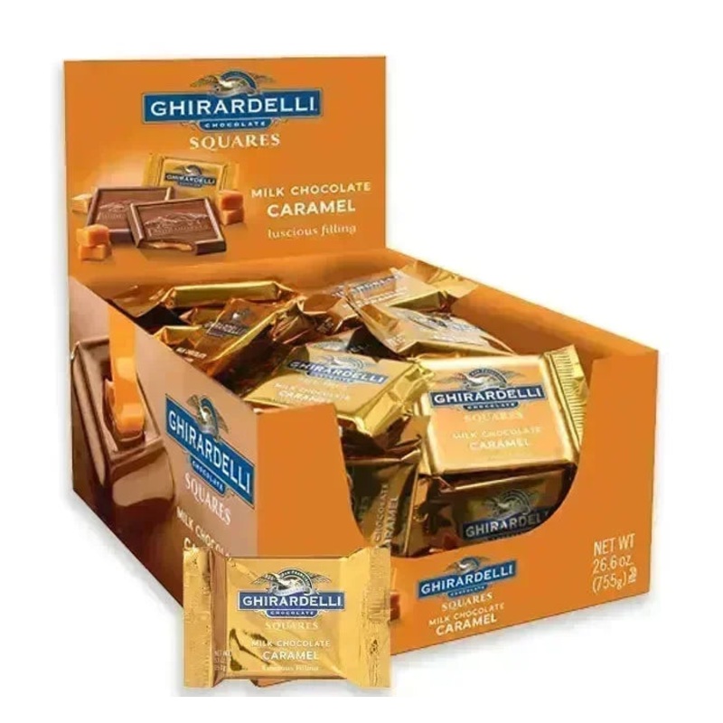 Ghirardelli Milk Chocolate with Caramel Filling Squares: 55-Piece Box