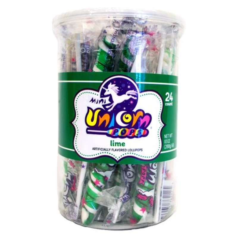 Green & White Lime Mini Unicorn Pop – 24 Count Tub