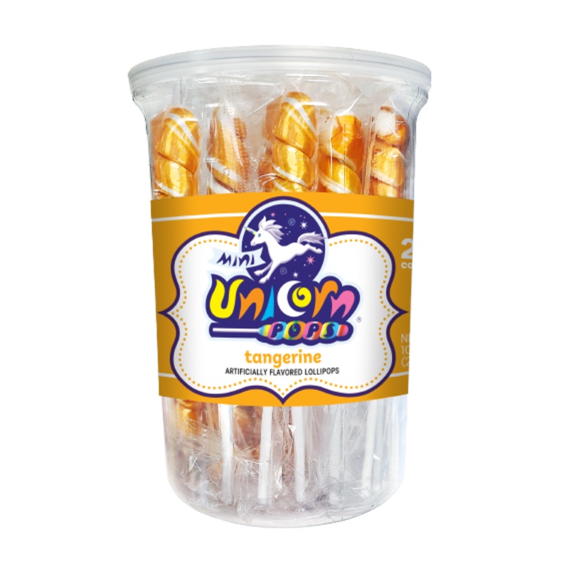 Orange & White Tangerine Mini Unicorn Pop – 24 Count Tub