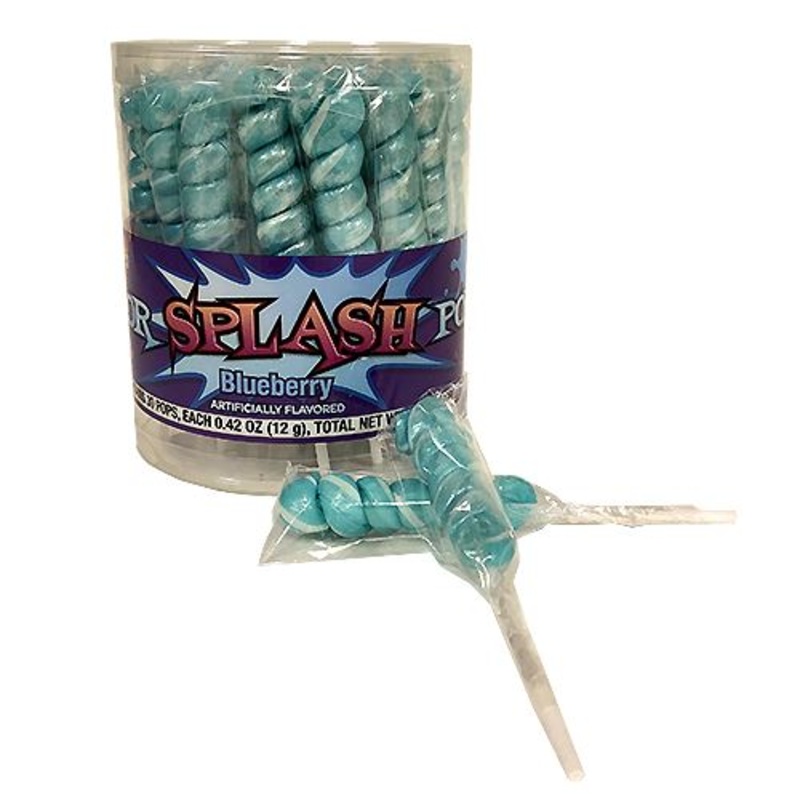 Pearl Baby Blue & White Color Splash Blueberry Swirl Lollipops – Tub of 30