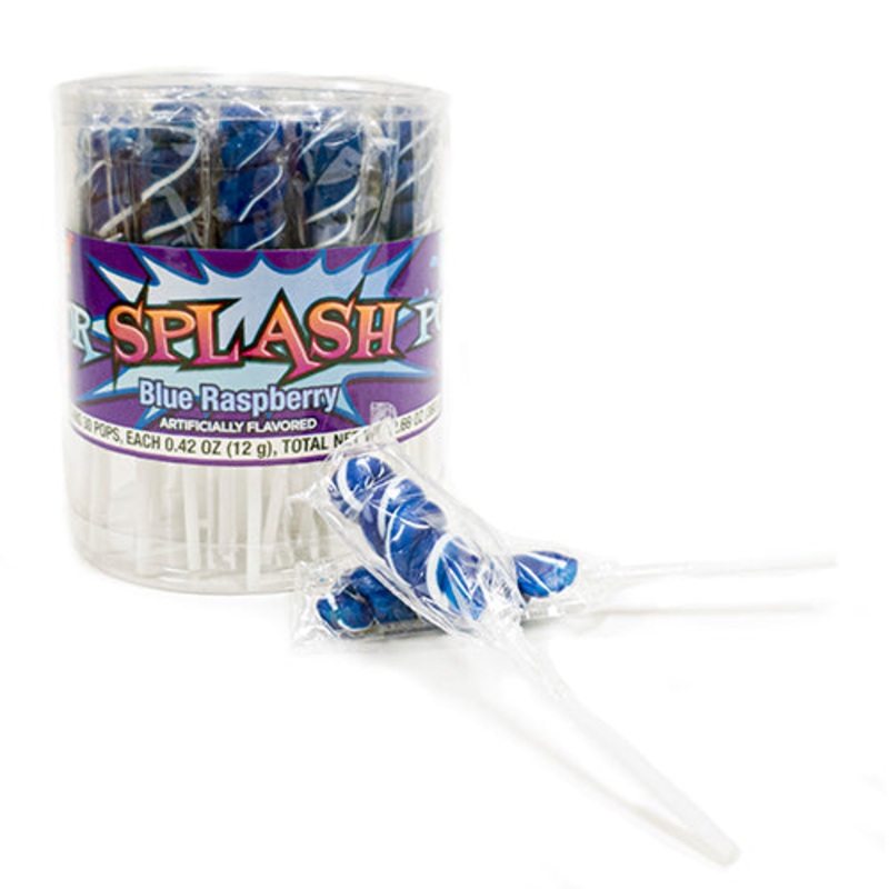 Royal Blue & White Color Splash Blue Raspberry Swirl Lollipops – Tub of 30