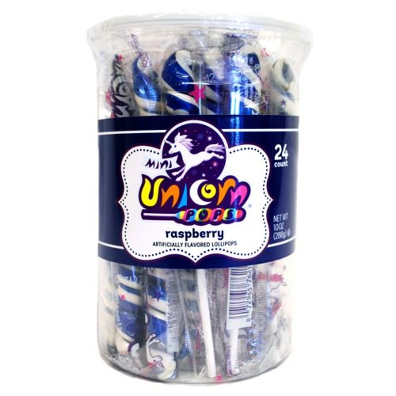 Royal Blue & White Raspberry Mini Unicorn Pop – 24 Count Tub