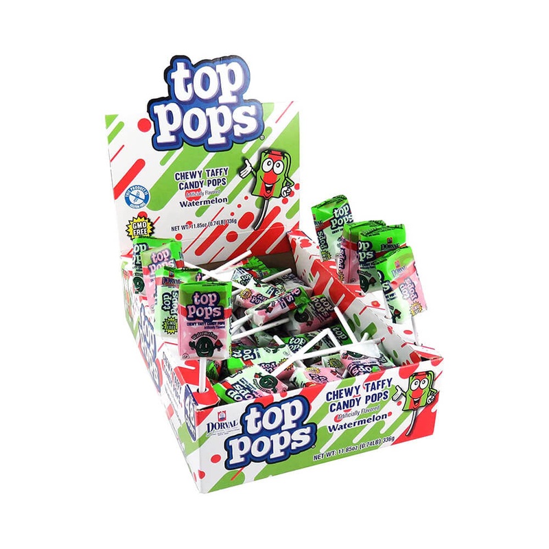 Top Pops Watermelon Taffy Pops Case of 48