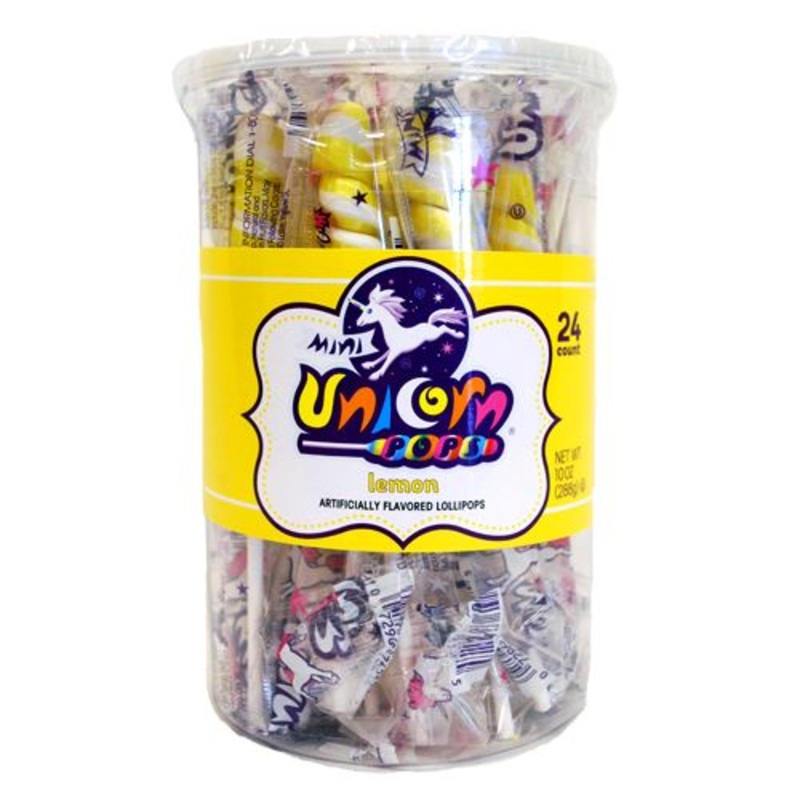 Yellow & White Lemon Mini Unicorn Pop – 24 Count Tub