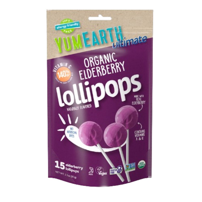 Yum Earth Ultimate Organic Elderberry Lollipops 3.3 oz. Bag