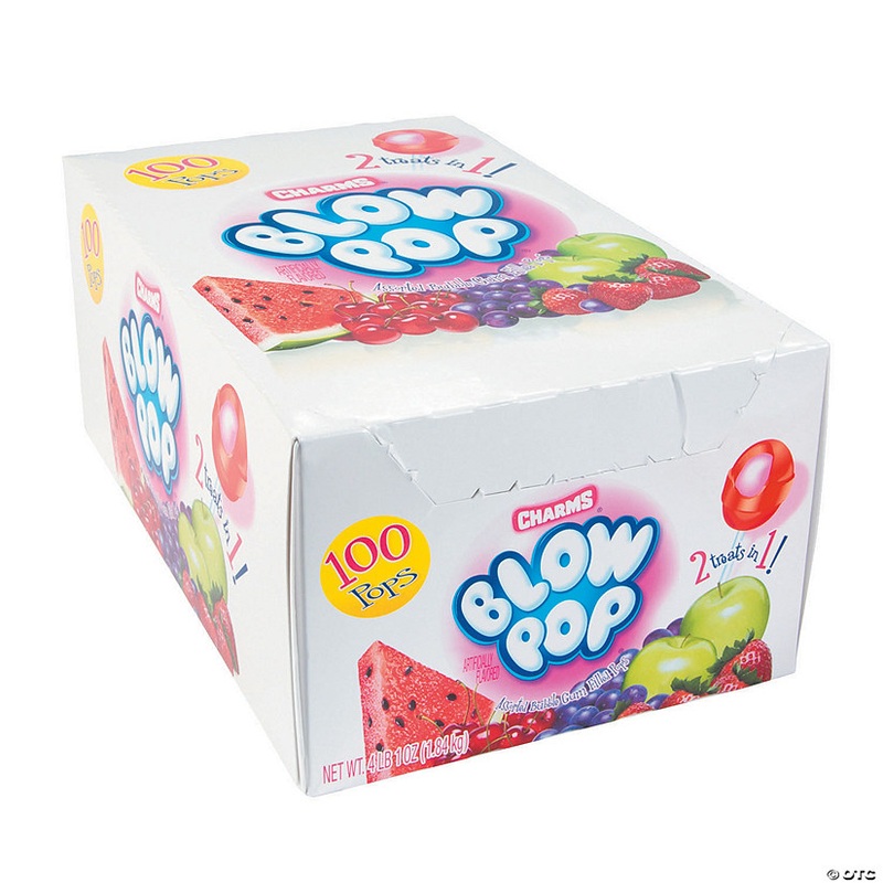 4 Lb. 1 oz. Bulk 100 Pc. Charms Assorted Fruit-Flavored Blow Pops Box