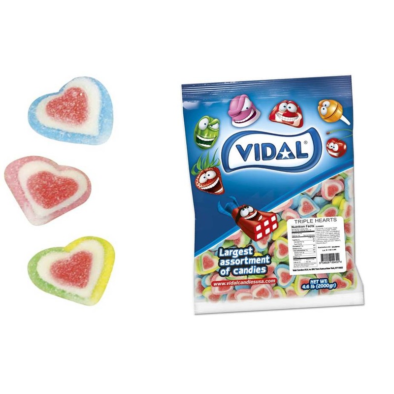Vidal Triple Assorted Gummy Sugar Hearts 4.4lb