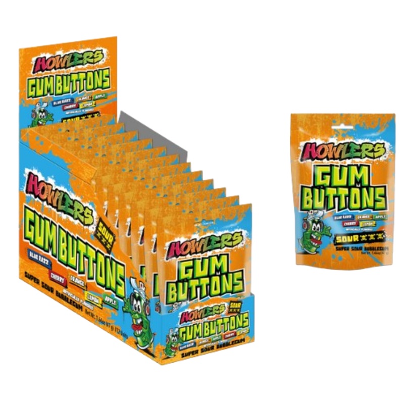 Albert’s Howlers Sour Gum Buttons 1.66 oz. Bag