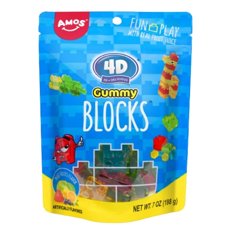 Amos 4 D Gummy Blocks 7 oz. Bag