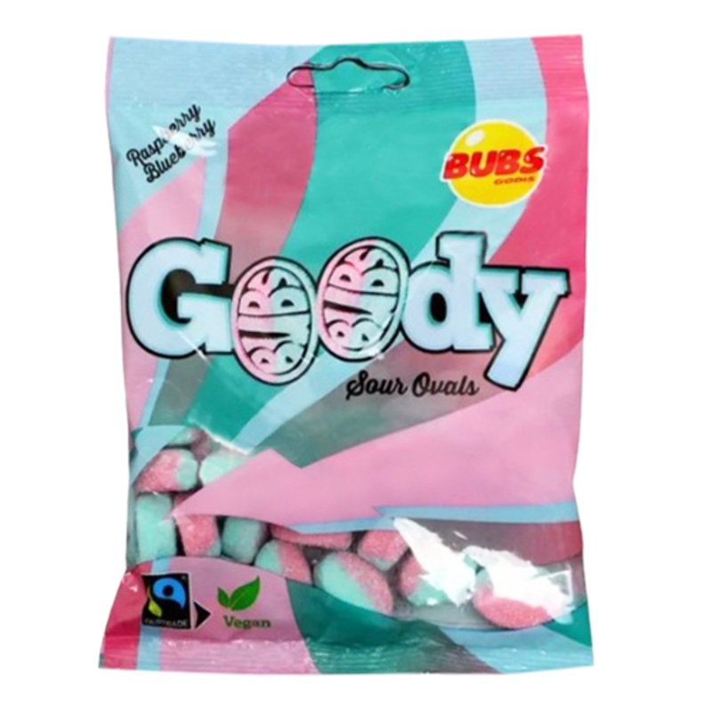 BUBS Sour Raspberry & Blueberry Ovals 90 g Bag