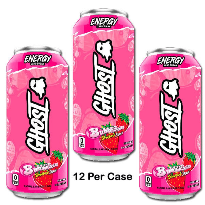 Ghost Energy Drink Bubblicious Strawberry Splash – 16oz / 12ct